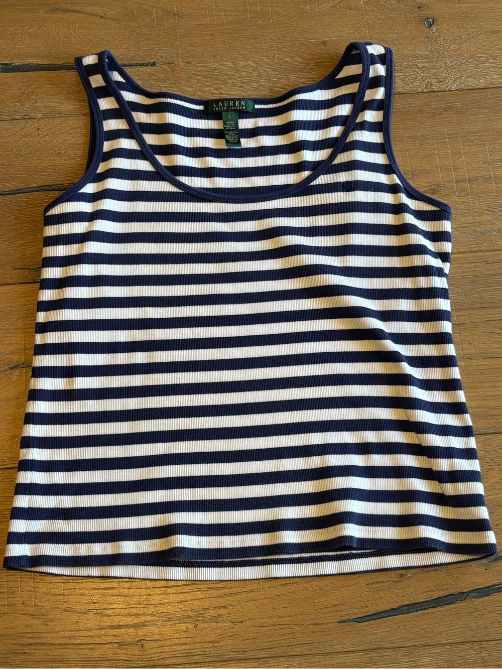 Ralph Lauren Navy and White Striped Scoop Neck Tank